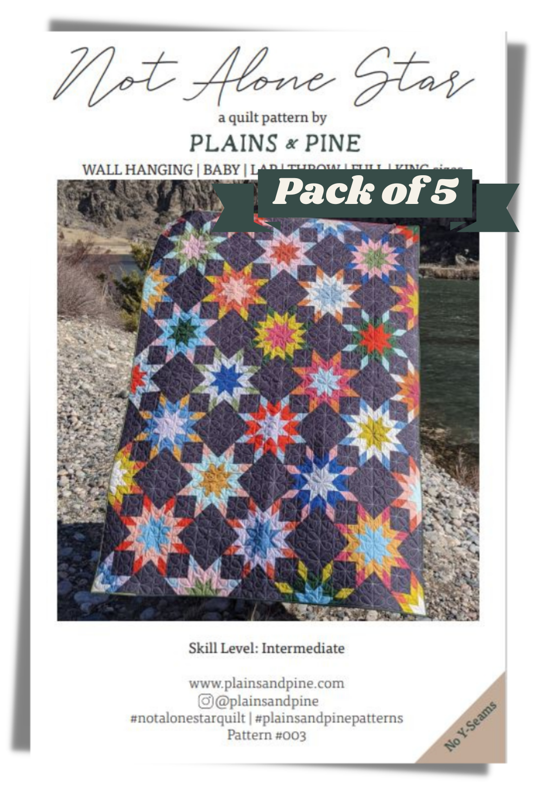 WHOLESALE - Not Alone Star Quilt Pattern, Pack of 5 patterns