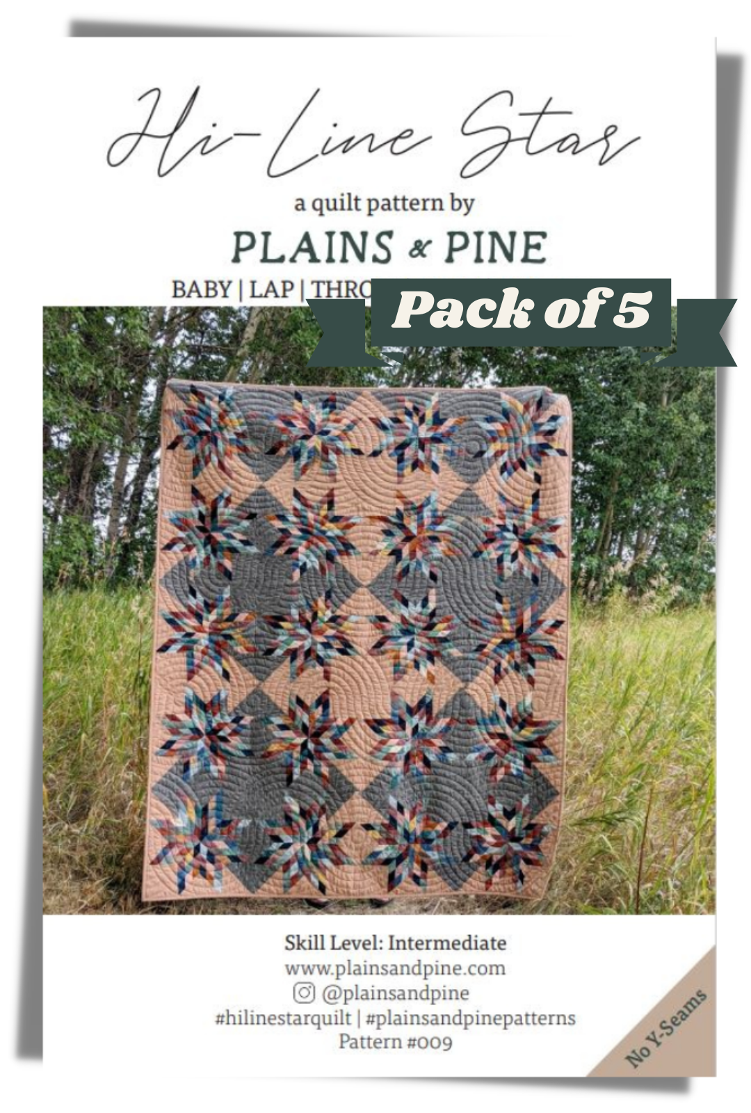 WHOLESALE - Hi-Line Star Quilt Pattern, Pack of 5 patterns