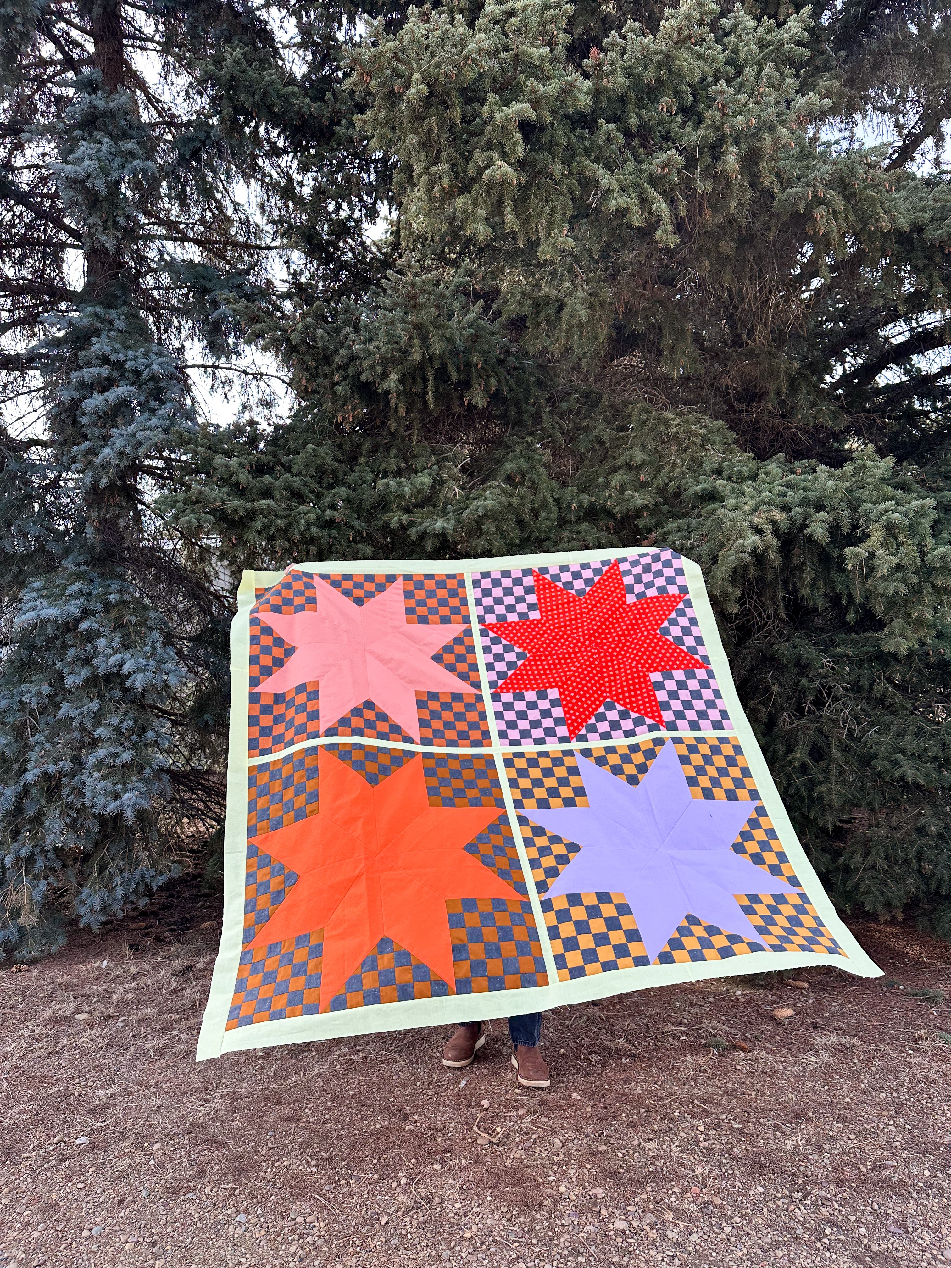 Y Not Star - Checkerboard background (Throw size)