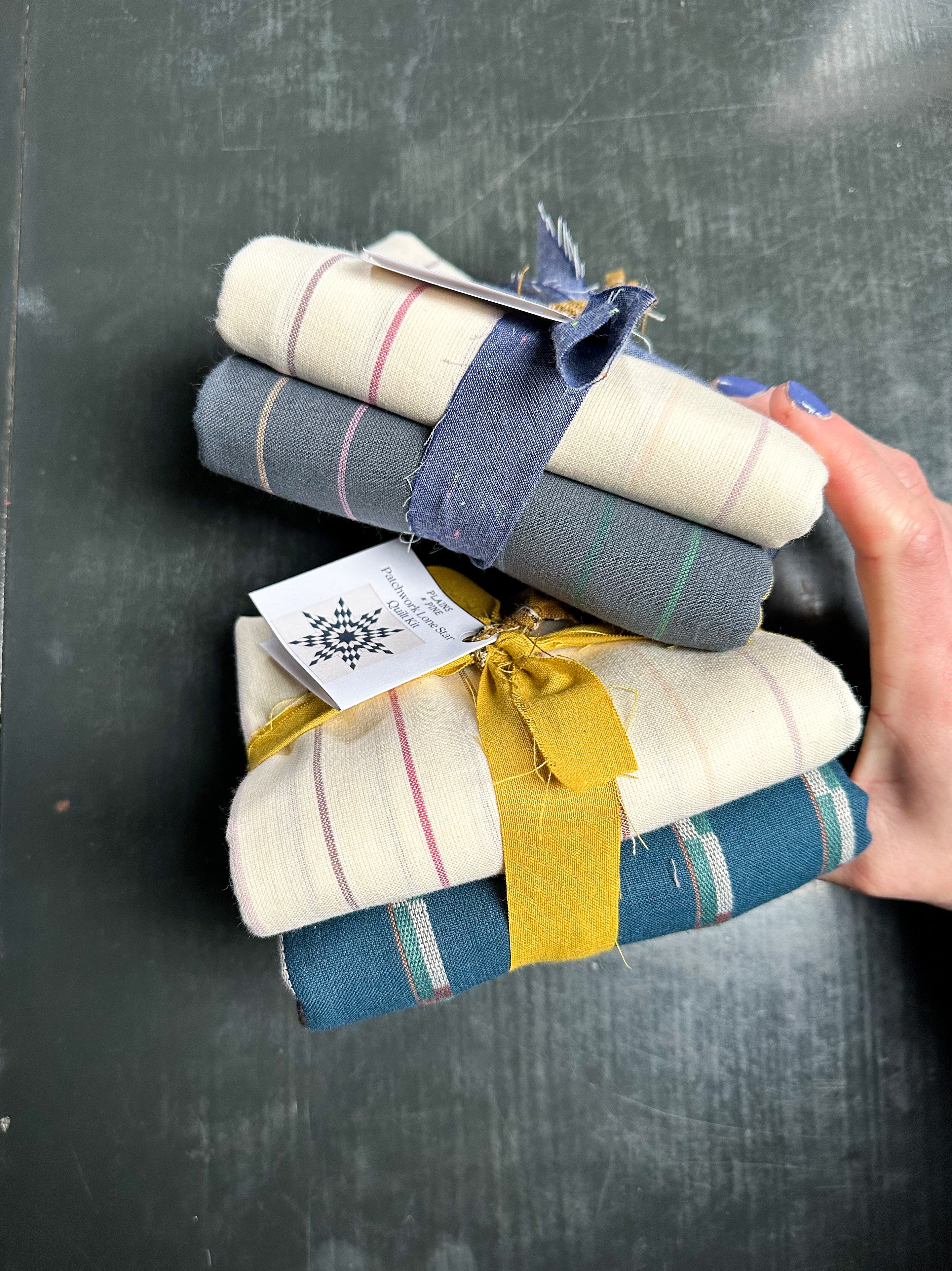 Patchwork Lone Star Quilt Kit - Blue & White Version (Background Not Included)