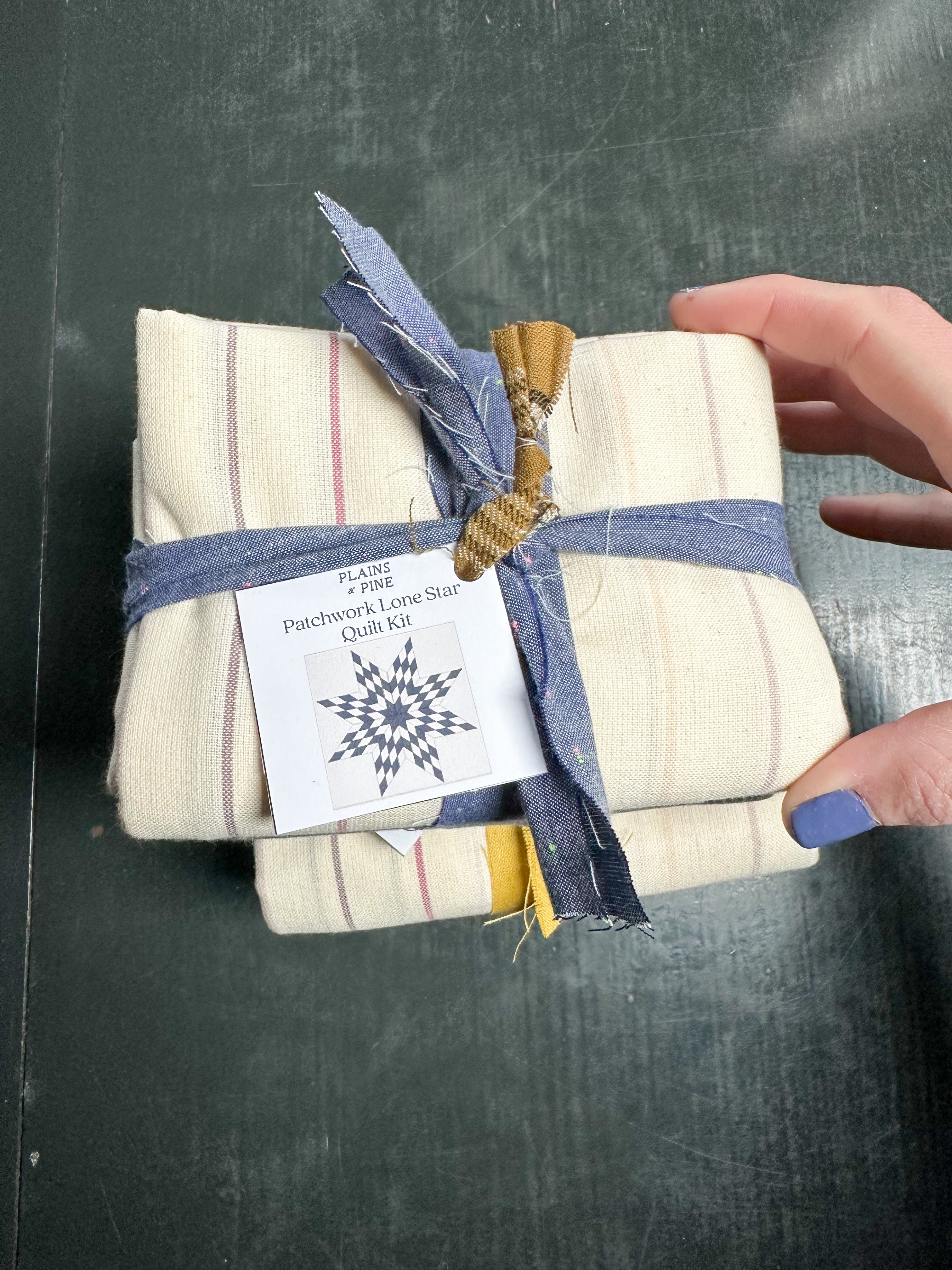 Patchwork Lone Star Quilt Kit - Blue & White Version (Background Not Included)