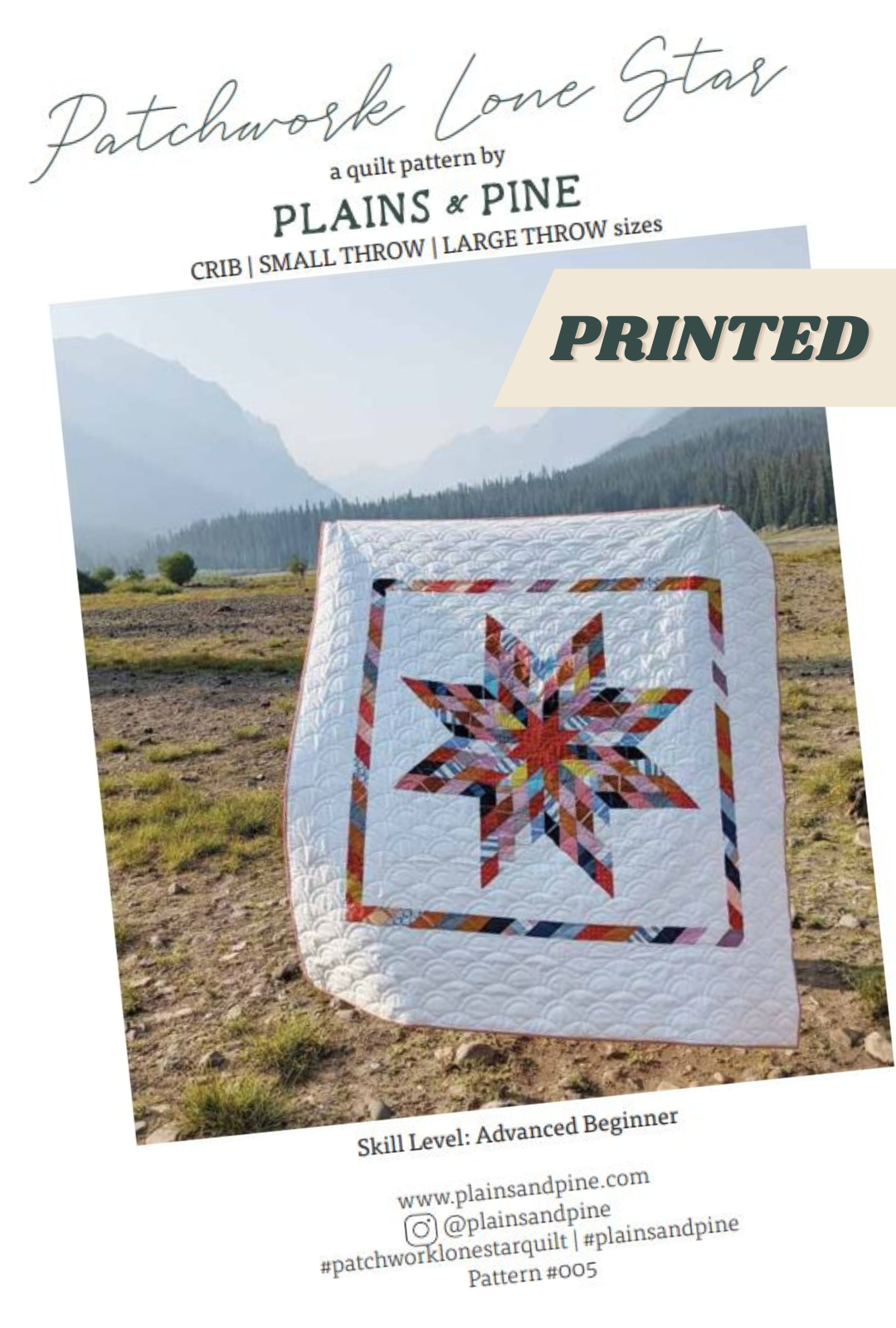 Patchwork Lone Star Quilt Pattern - PRINTED