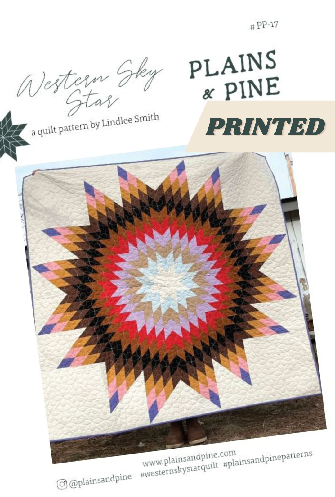 Western Sky Star Quilt Pattern - PRINTED