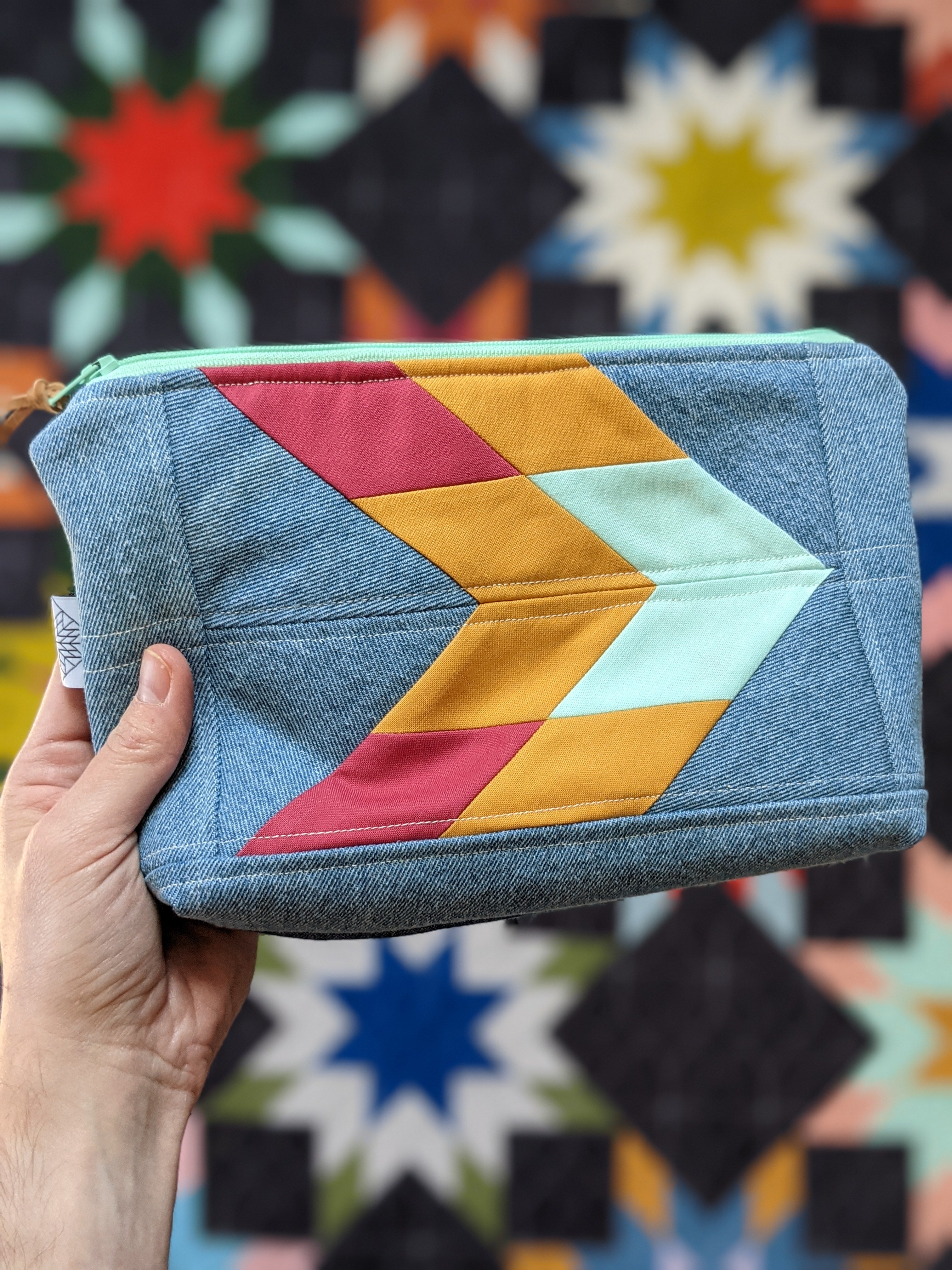 Quilted Patchwork Zip Pouch 027