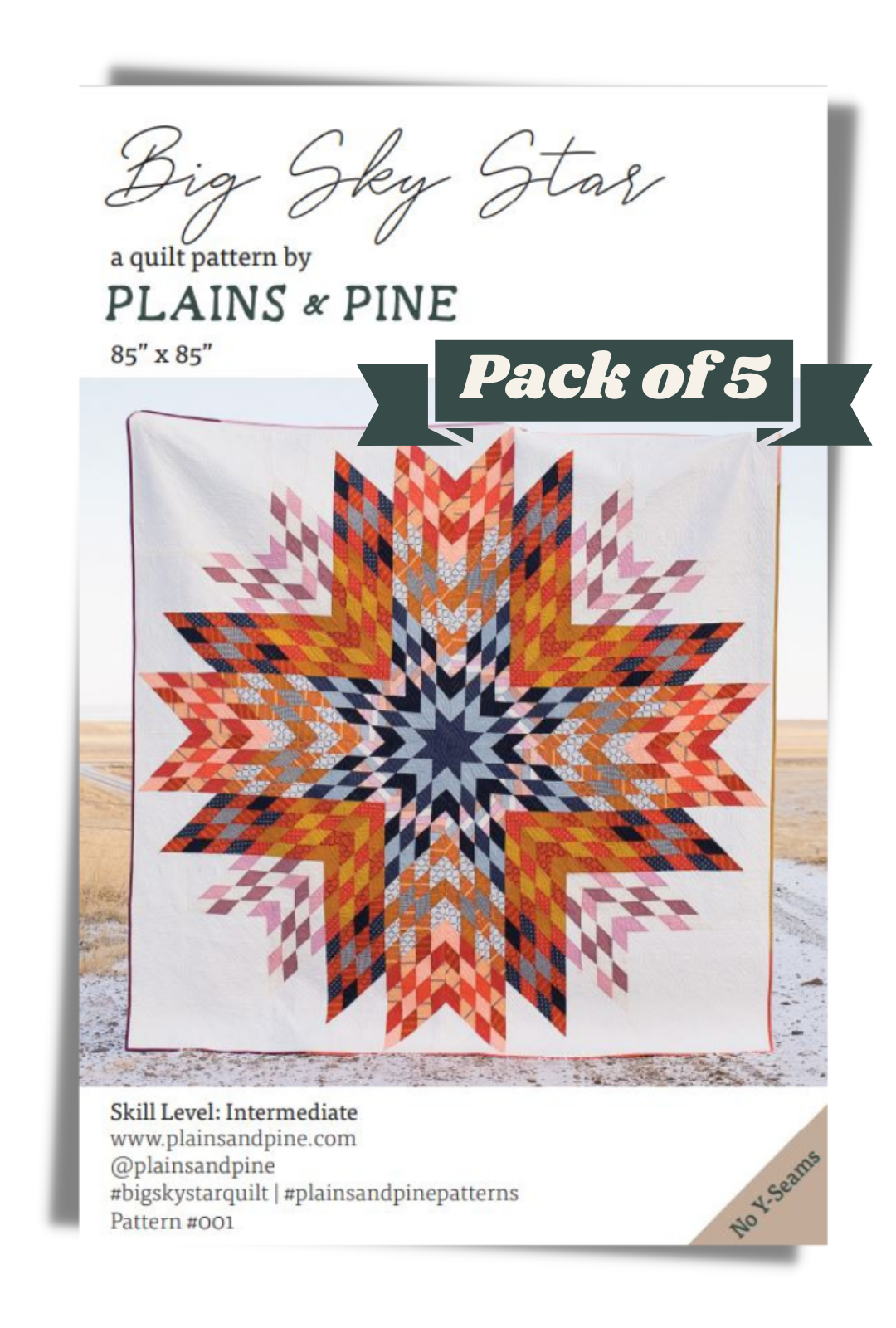 WHOLESALE - Big Sky Star Quilt Pattern, Pack of 5 patterns