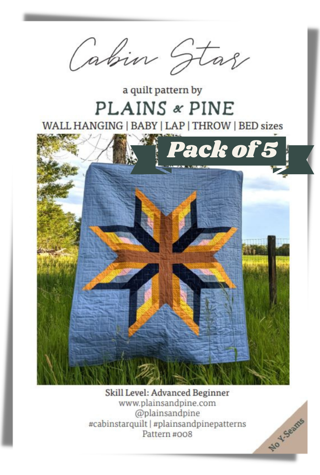 WHOLESALE - Cabin Star Quilt Pattern, Pack of 5 patterns