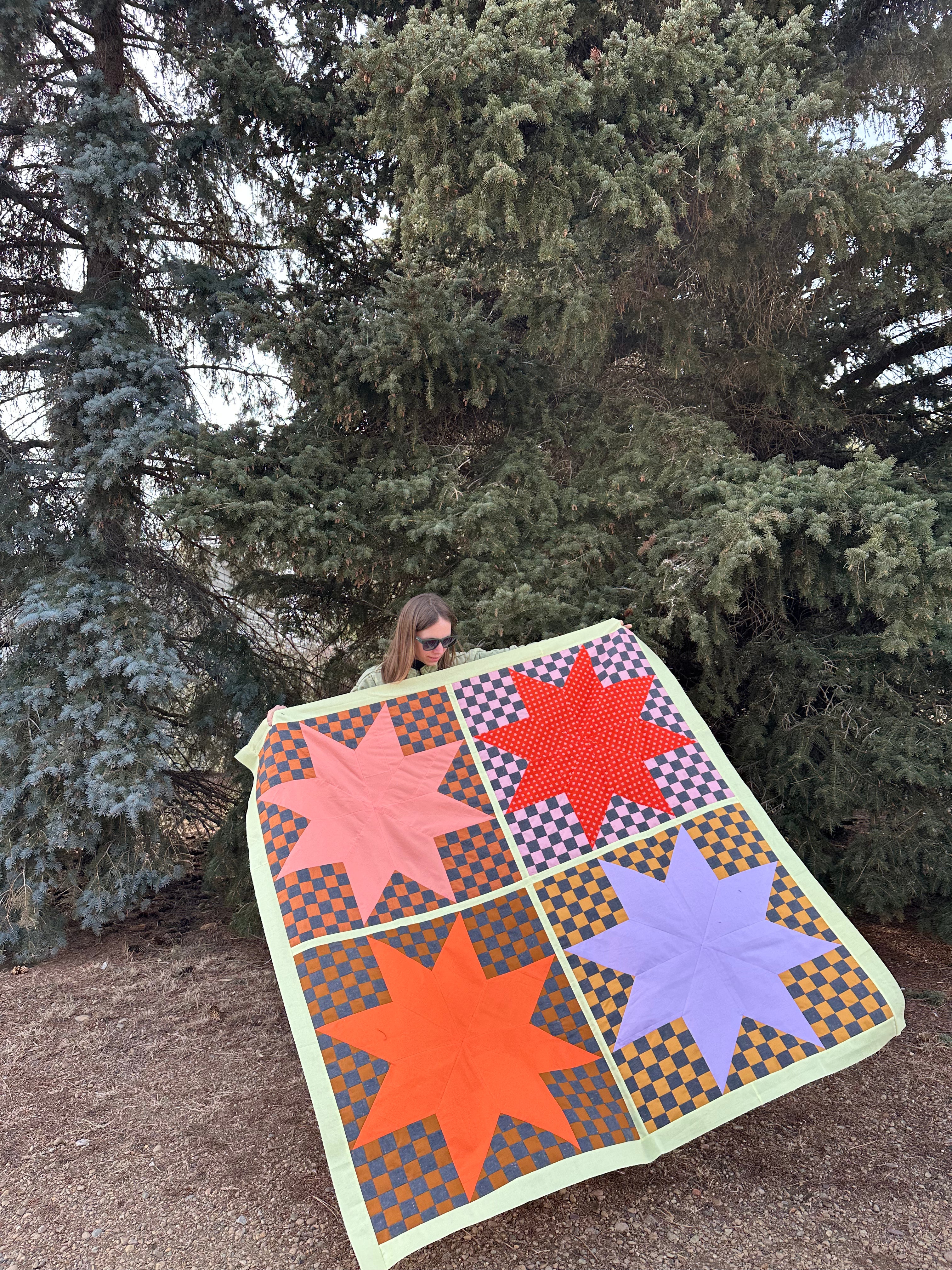 Y Not Star - Checkerboard background (Throw size)