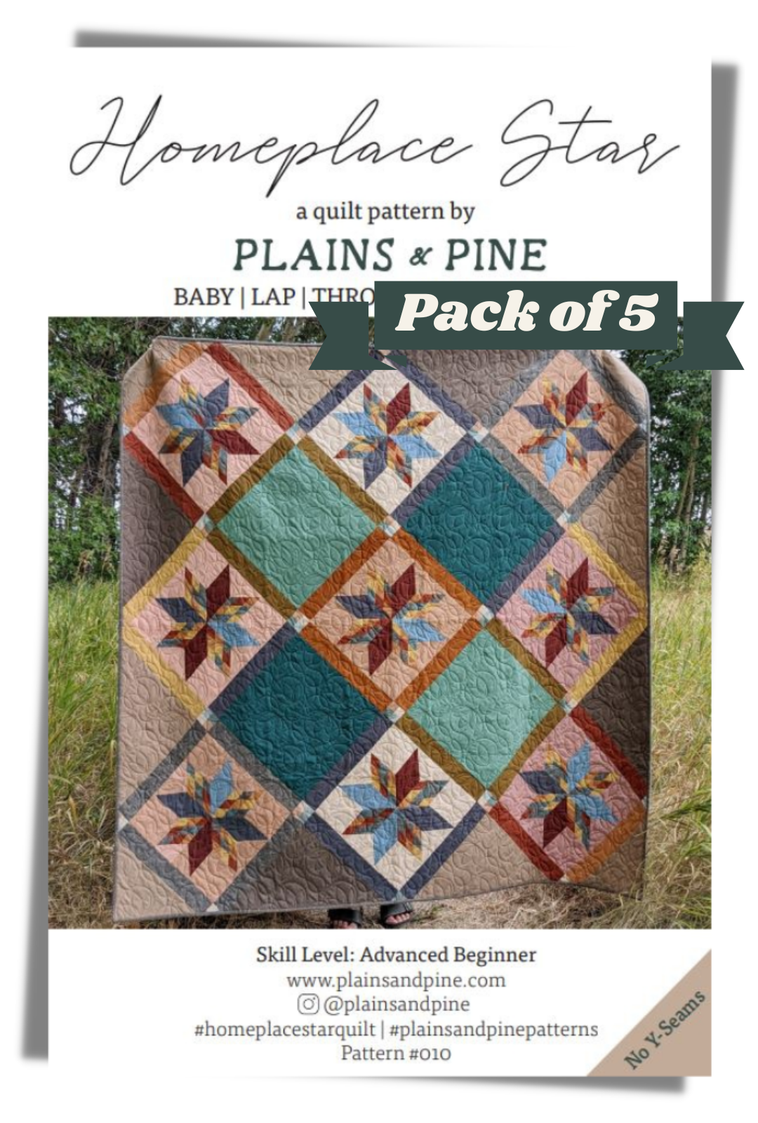 WHOLESALE - Homeplace Star Quilt Pattern, Pack of 5 patterns