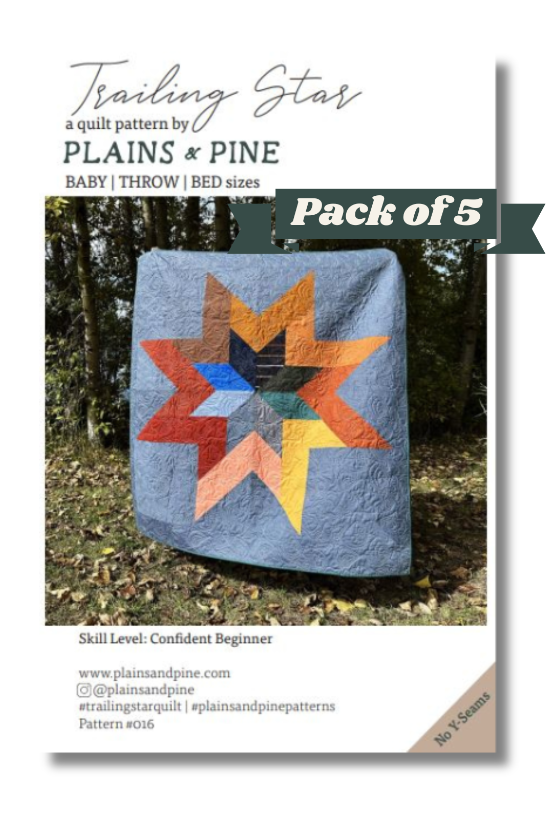WHOLESALE - Trailing Star Quilt Pattern, Pack of 5 patterns