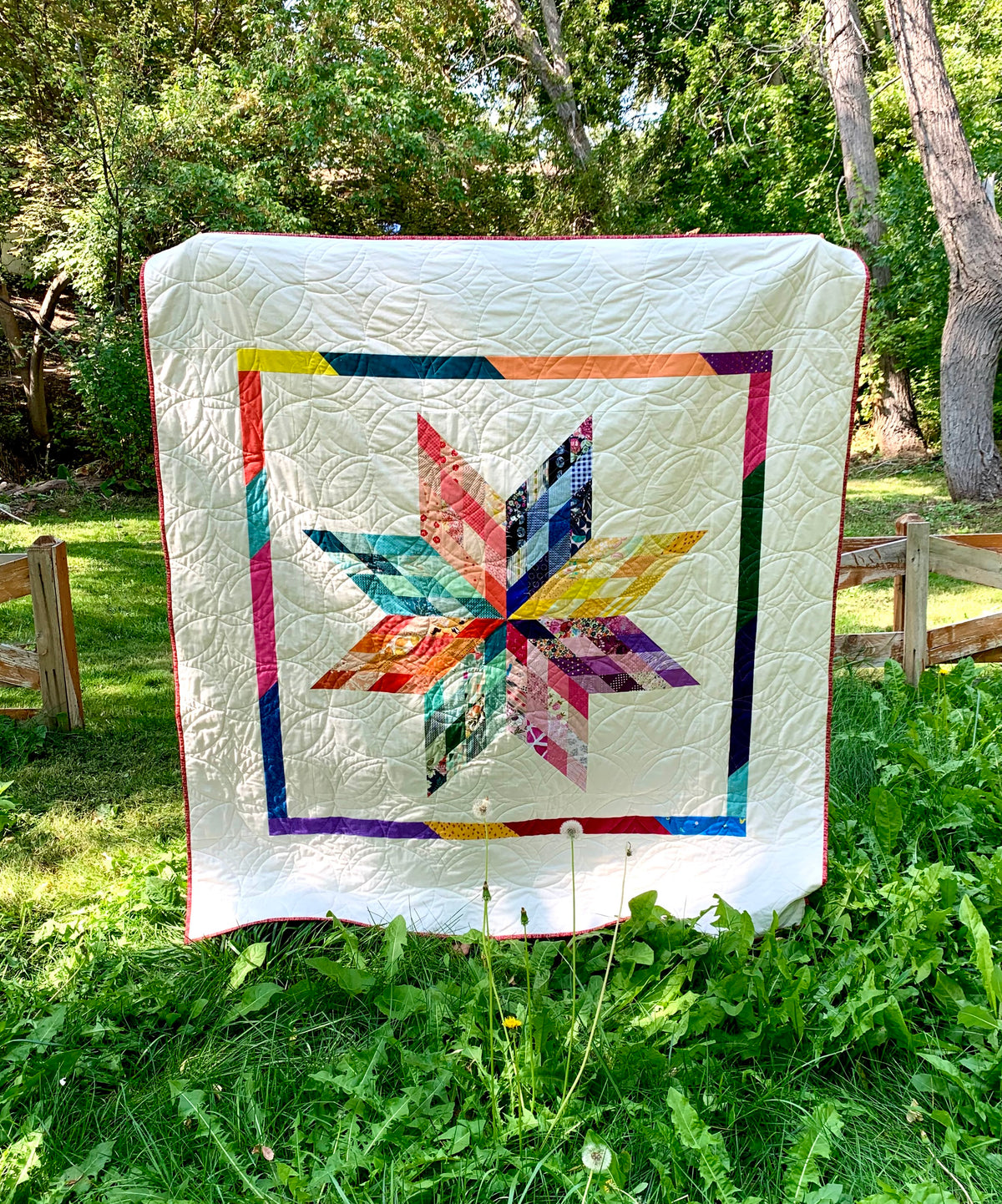 Patchwork Lone Star Quilt Pattern - PDF quilt made by Sandy