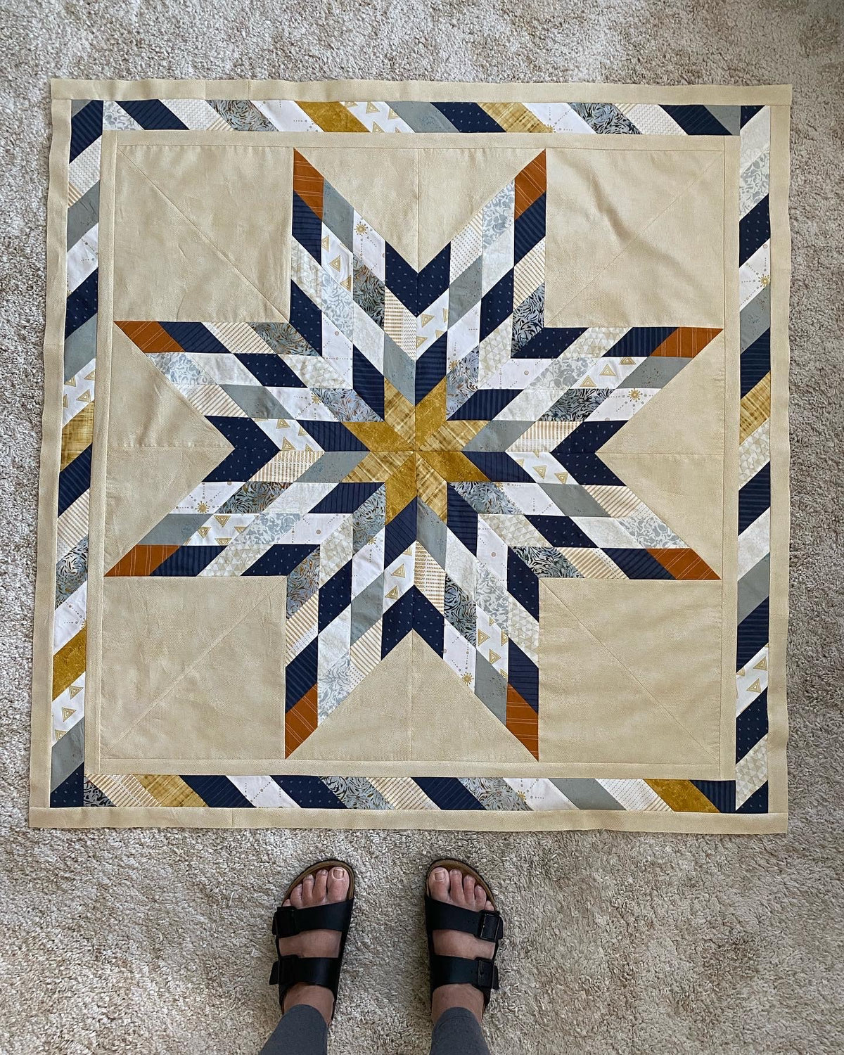 Patchwork Lone Star Quilt Pattern - PDF quilt made by Julie