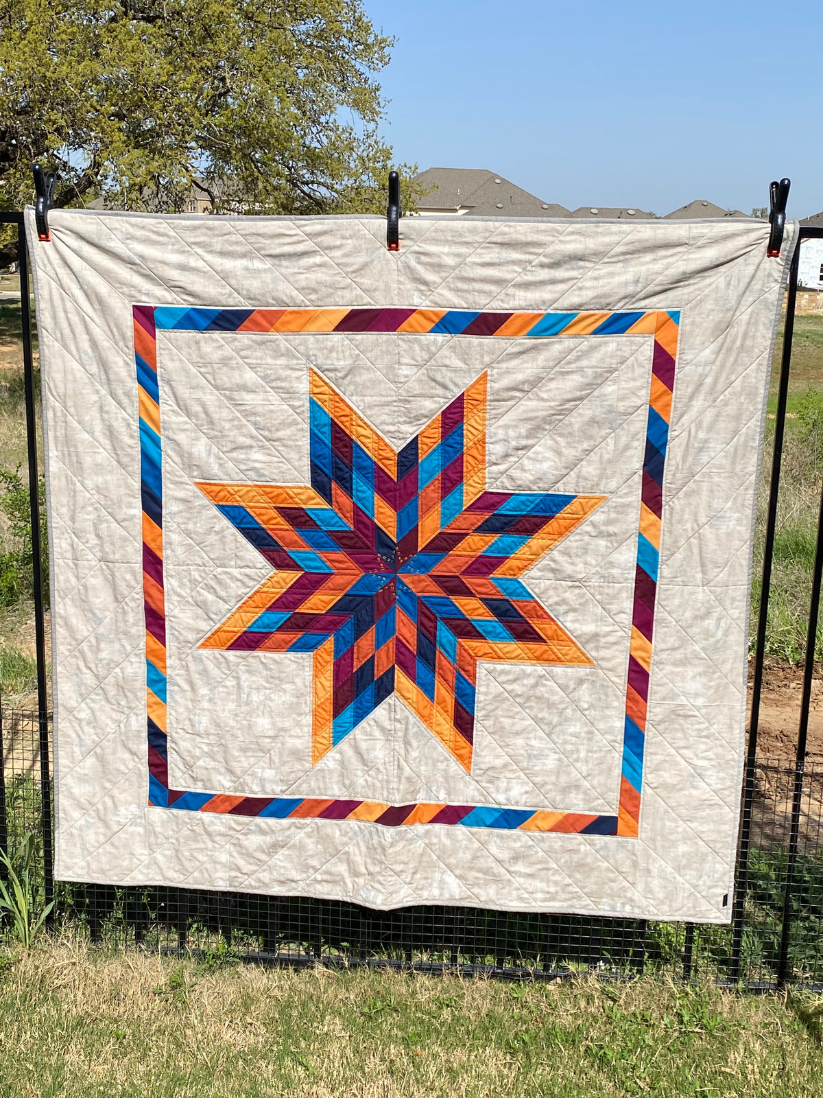 Patchwork Lone Star Quilt Pattern - PDF quilt made by Lisa
