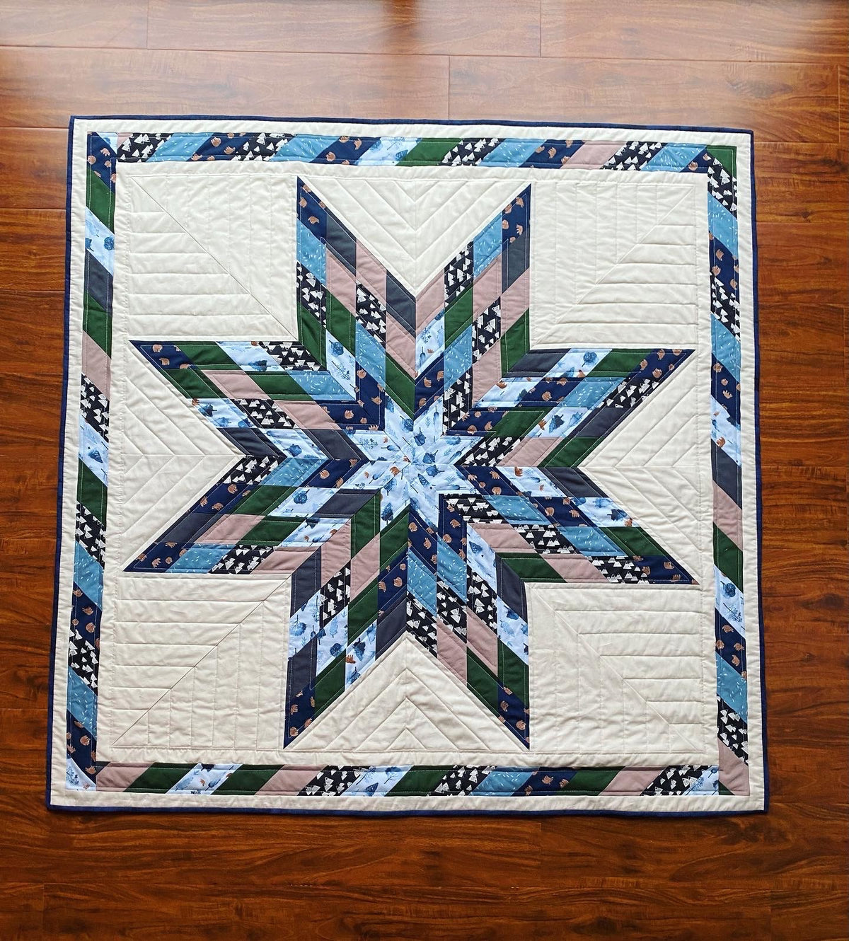 Patchwork Lone Star Quilt Pattern - PDF quilt made by Angela
