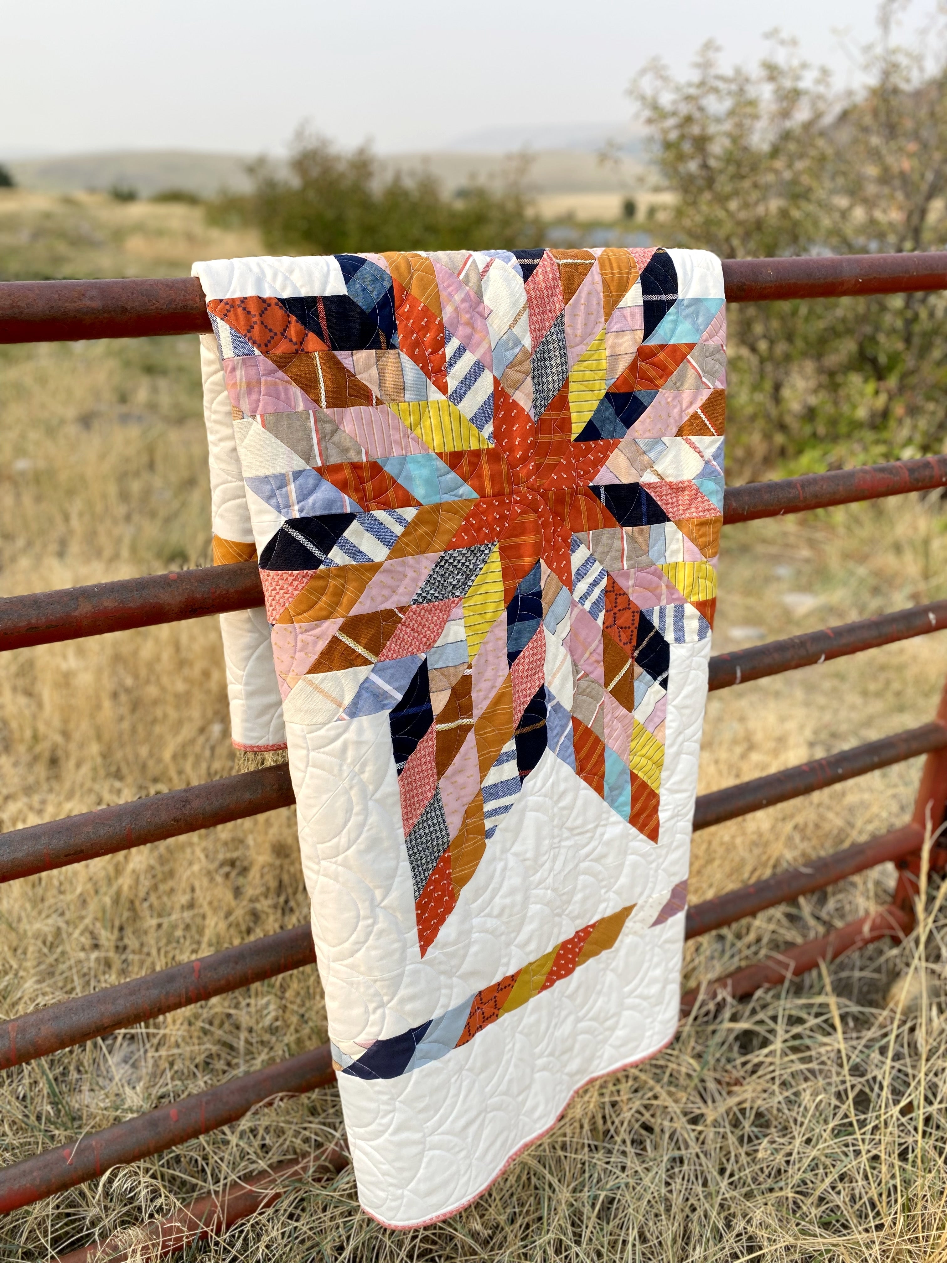 Patchwork Lone Star Quilt Pattern - PDF