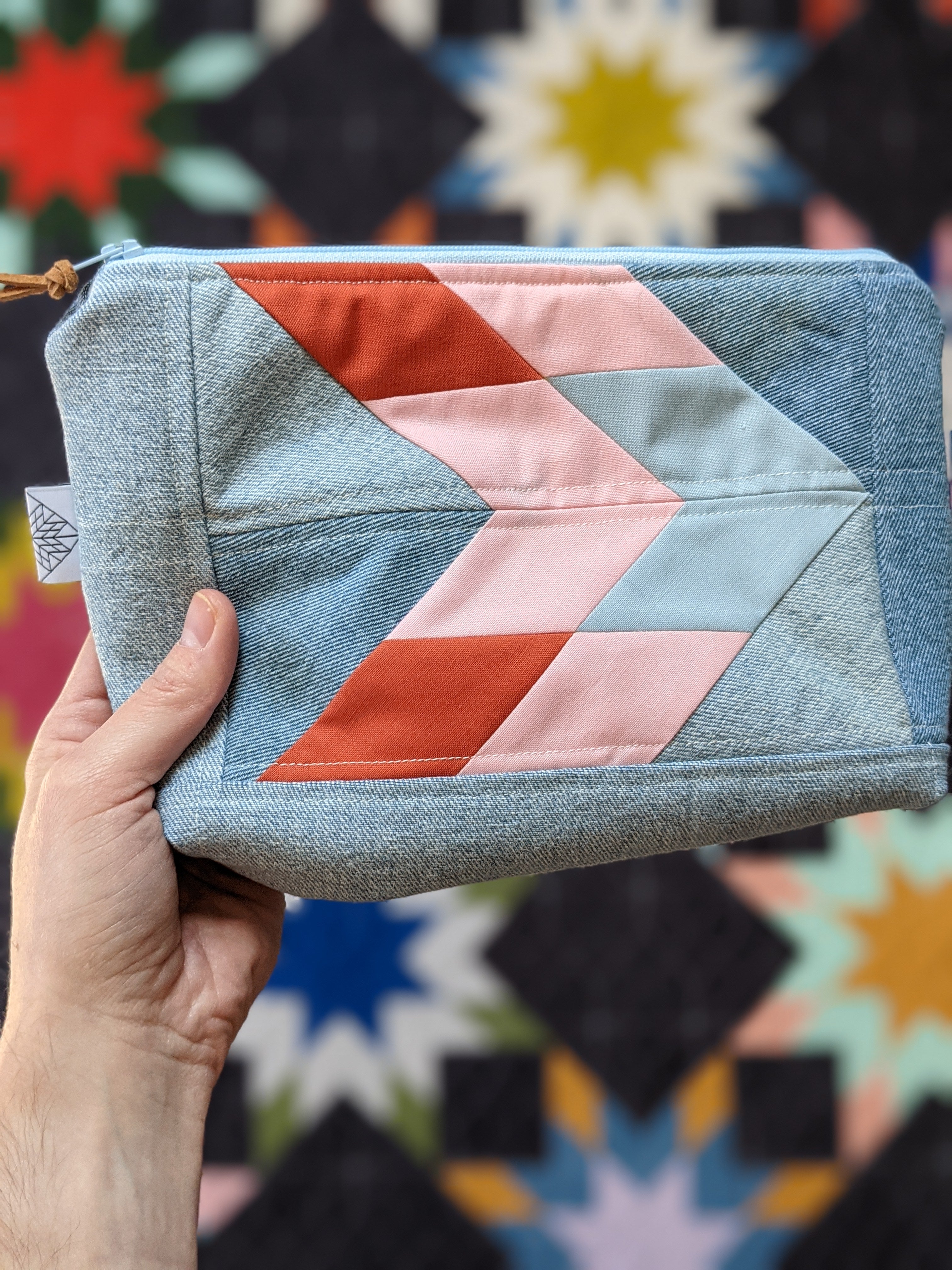 Quilted Patchwork Zip Pouch 028